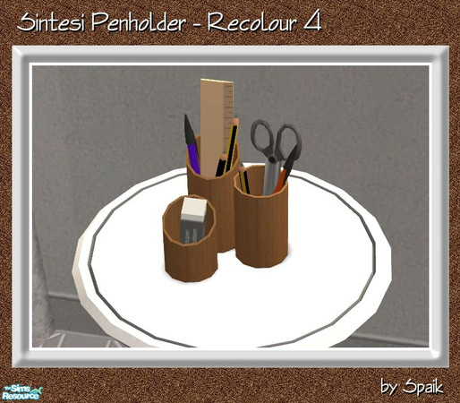 Sims 2 — Sintesi Penholder REC4 Mahogany by Spaik — Recolour in walnut of the penholder for the Mahogany recolour of my