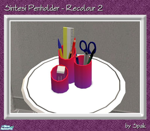 Sims 2 — Sintesi Penholder REC2 Pink by Spaik — Recolour of the penholder for the Pink recolour of my Sintesi Study.