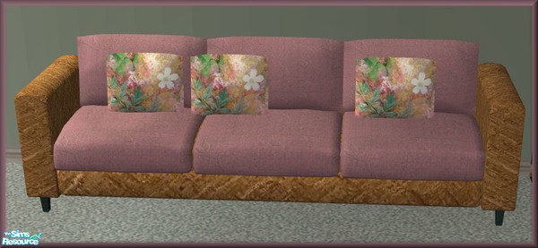 Sims 2 — NK TC62 Fidelity Potpourri LR - Sofa by MoMama — A sofa in rose with floral cushions, thatched wood and green
