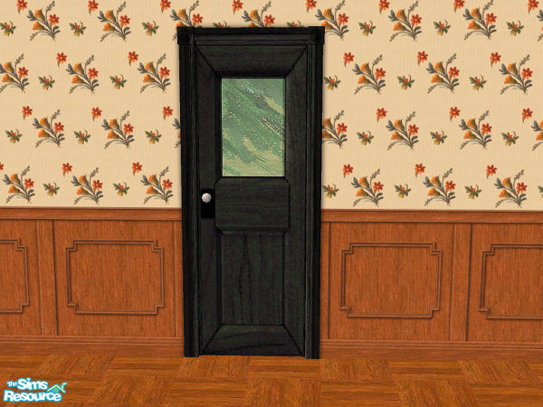 Sims 2 — Single Glazed Door - black by hatshepsut — Recolour of the OakTowne Simple Interior Door to include glass panel.