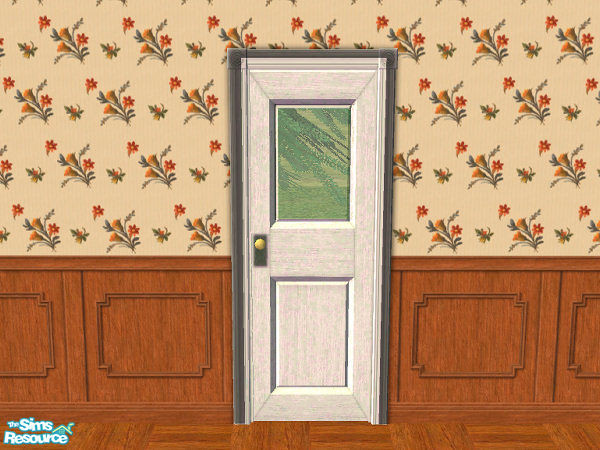 Sims 2 — Single Glazed Door - white by hatshepsut — Recolour of the OakTowne Simple Interior Door to include glass panel.