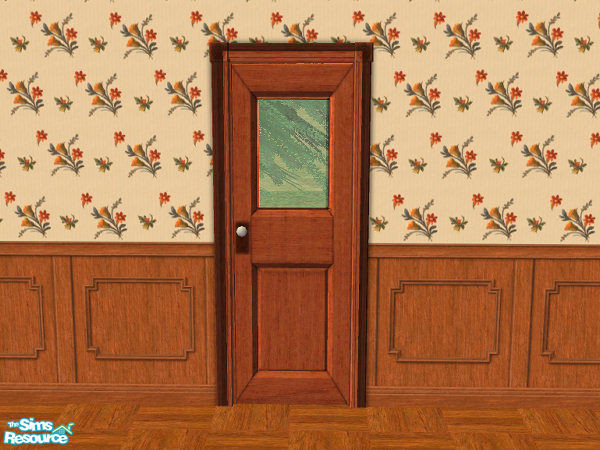Sims 2 — Single Glazed Door - wood by hatshepsut — Recolour of the OakTowne Simple Interior Door to include glass panel.