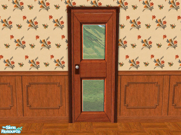 Sims 2 — Double Glazed Door - wood by hatshepsut — Recolour of the OakTowne Simple Interior Door to include glass panels.