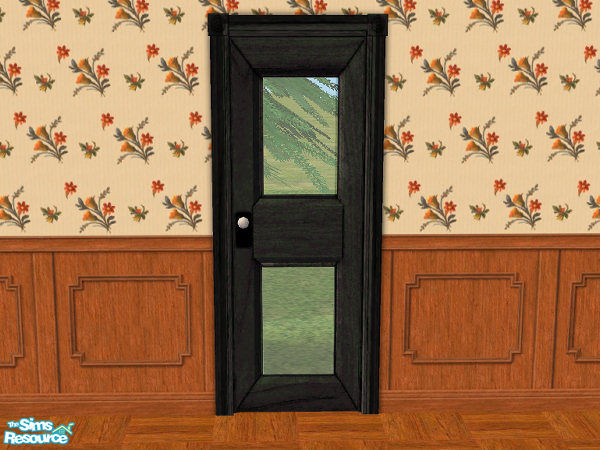 Sims 2 — Double Glazed Door - black by hatshepsut — Recolour of the OakTowne Simple Interior Door to include glass
