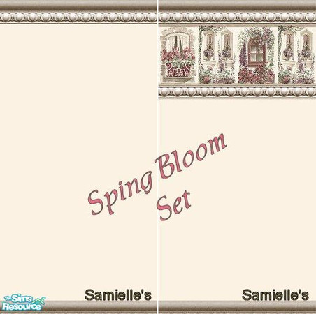 Sims 2 — jbSpringBloomSet537 by Samielle — Beautiful wall set of your sims home. Set consists of 2 walls. Hope you like
