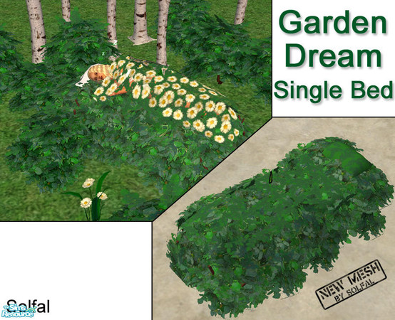 Sims 2 — Garden Dream Single Bed by solfal — Single bed. Use the beddings from my Garden dream double bed set