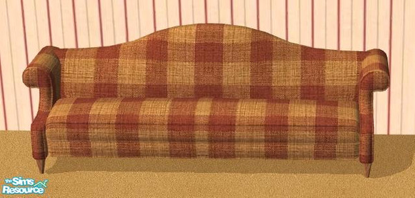 Sims 2 — NK Tan & Red Walnut Living Room - Sofa by MoMama — A checked sofa with walnut legs. Great for relaxing and