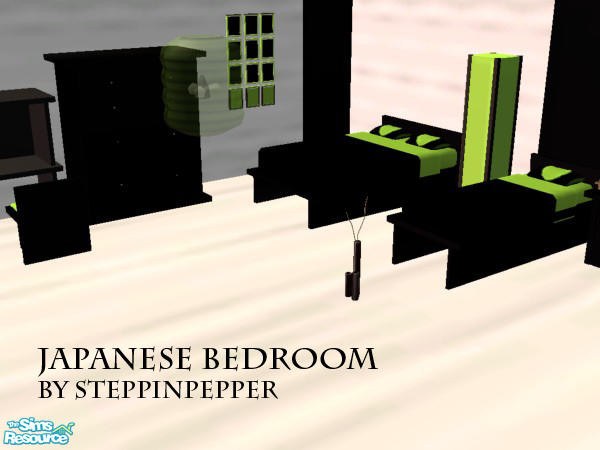 Sims 2 — Modern Japanese Bedroom by steppinpepper — My first mesh set! Based on Modern Japanese furnishing, comes with