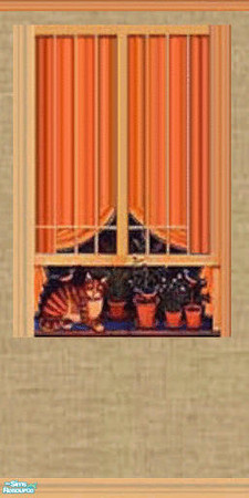 Sims 2 —  Cat in a Window by darci321 —  Catalog placement: wallpaper. Of course, it has to be set in old burlap! The