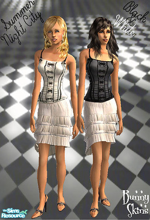 Sims 2 — Summer Night City: Black & White by BunnyTSR — A sexy ensemble ideal for a night out on the town after a day