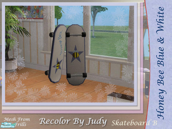 Sims 2 — Judy HoneyBee Blue & White-Skateboard B by judyhugsnoopy — Recolor of "NoFrills Honey Bee Whole
