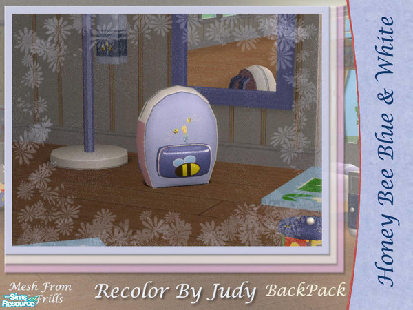 Sims 2 — Judy HoneyBee Blue & White - Backpack by judyhugsnoopy — Recolor of "NoFrills Honey Bee Whole Set"