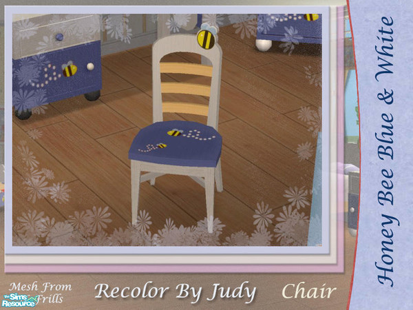 Sims 2 — Judy HoneyBeeBlue & White - Chair by judyhugsnoopy — Recolor of "NoFrills Honey Bee Whole Set"