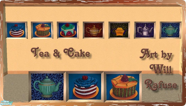 Sims 2 — Tea & Cake - Art by Will Rafuse by Malitia — One of my favourit artists, now available for your Sims kitchen