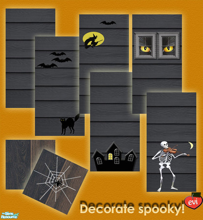 Sims 2 — evi Decorate Spooky! by evi — Time to decorate your houses spooky for this years halloween. Black wooden walls