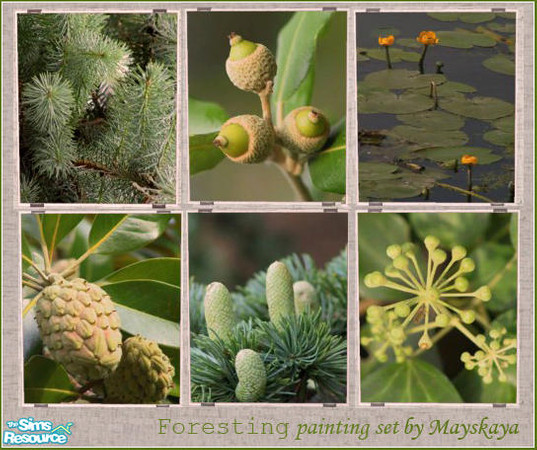 Sims 2 — Foresting painting set by mayskaya — 6 Recolour of Grilled Cheese Maxis painting. Forest theme. 