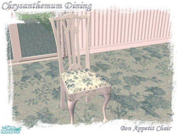 Sims 2 — Chrysanthemum Dining Bon Appetit Chair by jeni — A White recolour of the Bon Appetit Dining Chair. This file is