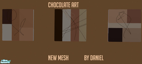 Sims 2 — Chocolate Art by milkshake2004 — First Object Mesh! Its Chocolate Art Paintings, comes in 3 recolours. 