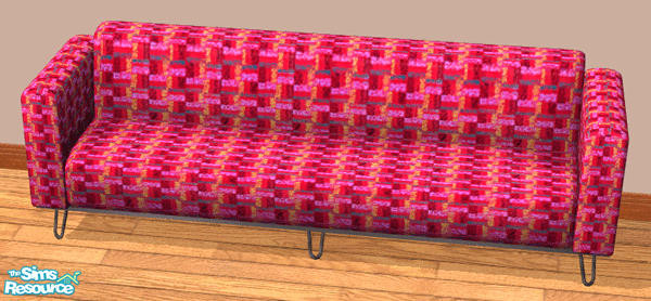 Sims 2 — HairPin Living! - Pink Plaid Sofa by Shannanigan — ... with Black Legs. Requires original mesh to work in your