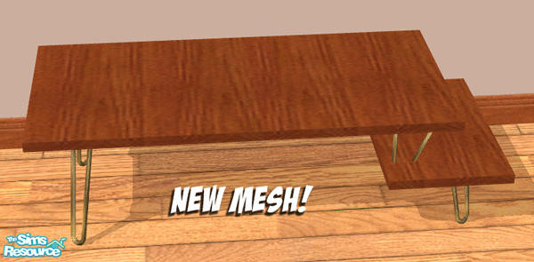 Sims 2 — HairPin Living! - Oak Coffee Table by Shannanigan — ... with Brass Legs. This is the Mesh file required for