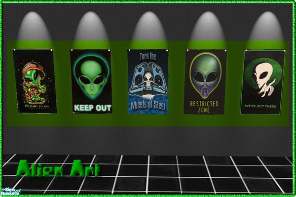 Sims 2 — Alien Art by Malitia — Some art for and from the little green men outside :) All cloned from "Surfing the