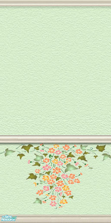 Sims 2 — am_bloomin_12 by Cruella — Pretty painted wall with impatients stencil border.