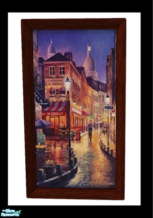 Sims 2 — Night Stroll by dancingaphrodite — by Sung Kim. One of my personal favorite paitings. Recolor of the Sent To My