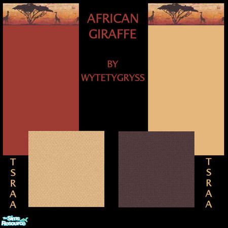 Sims 2 — African Giraffe Collection by wytetygryss — Two walls with an african inspired giraffe border. Two matching