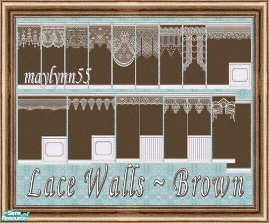 Sims 2 — Lace Walls in Brown by maylynn55 — This set consists of 22 lace walls all in the brown color. Made by maylynn55