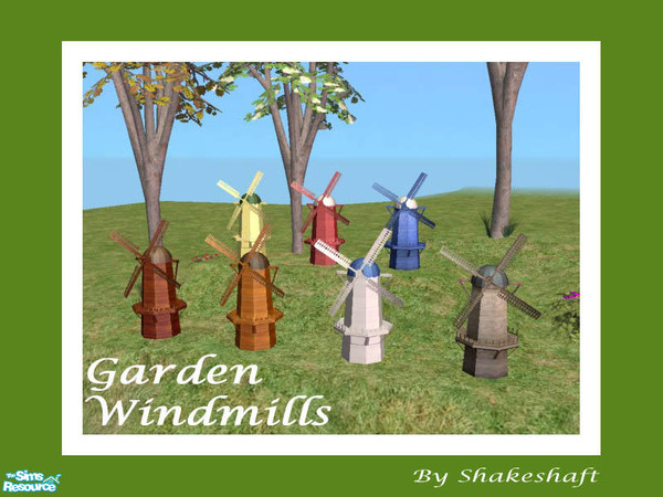 Sims 2 — Garden Windmills by Shakeshaft — A set of Windmills to place in your gardens, this was a neighbourhood object I