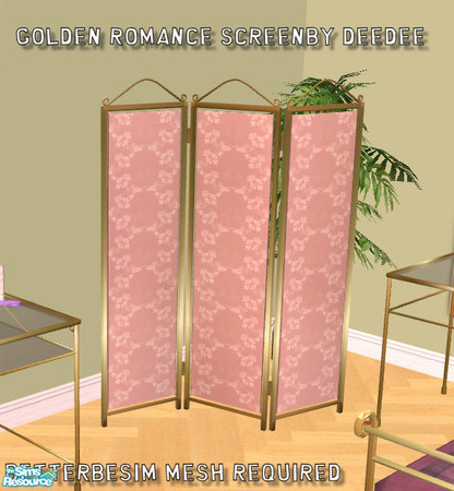 Sims 2 — Golden Romanza Screen by daydream58 — I've colored BetterbeSim's gorgeous mesh to have a golden metal finish to