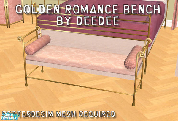 Sims 2 — Golden Romanza Bench by daydream58 — I've colored BetterbeSim's gorgeous mesh to have a golden metal finish to