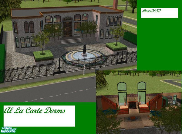 Sims 2 — A La Carte Dorms by TheNumbersWoman — This is a beautiful dorm complex for your College Bound Sims. There are 6