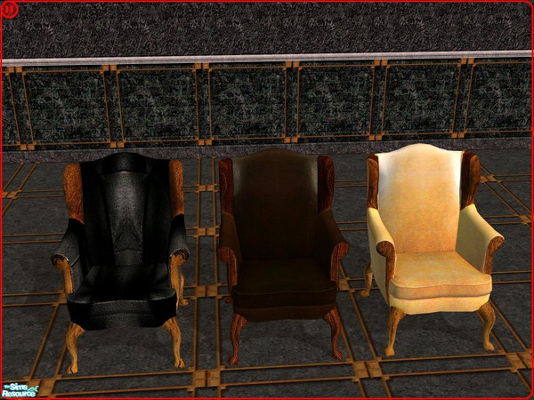 Sims 2 — Leather wingback chairs by hippiebill — Designed for a 'Gentleman's' room...or a bordello. Any place where high