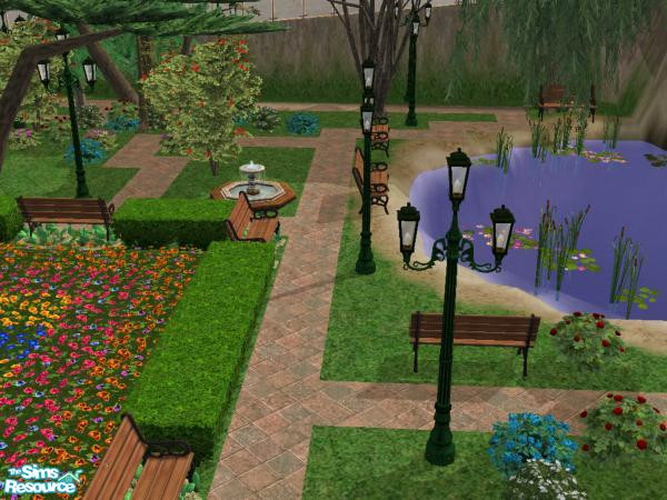 Sims 2 — Legacy park by buoptip — This is a beutiful park. It has an extrodinary fountain in the center and a beutiful
