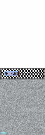 Sims 2 — Start Your Engines - 4 by Lorah — Blue, red, green, black race cars in wall border and carpet, linoleum and