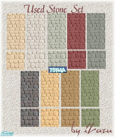 Sims 2 — Used Stone Wall Floor Set by iZazu — Used Stone Set includes 9 Floors and 9 walls. All made with totally used