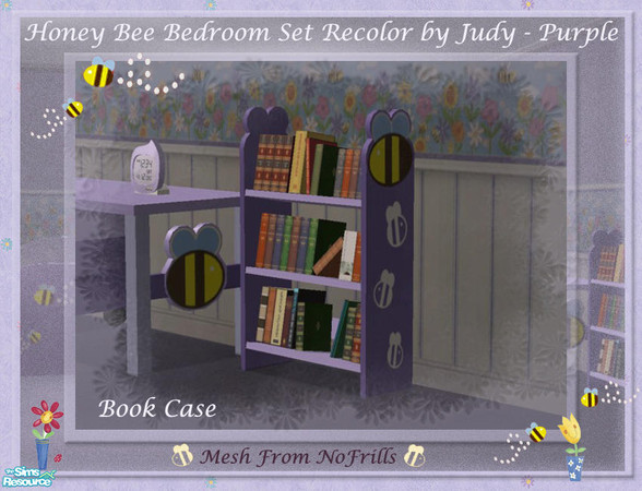 Sims 2 — Judy Honey Bee Room BookCase Purple by judyhugsnoopy — Recolor of "NoFrills Honey Bee Study & Fun Room