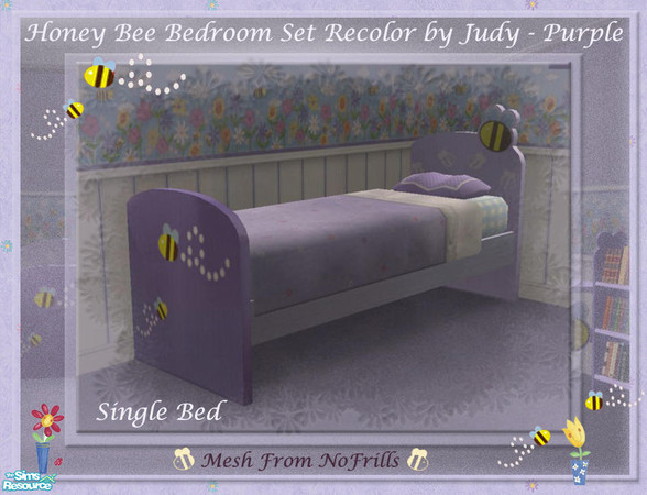 Sims 2 — Judy Honey Bee Room - SingleBed Purple by judyhugsnoopy — Recolor of "NoFrills Honey Bee Room Set"