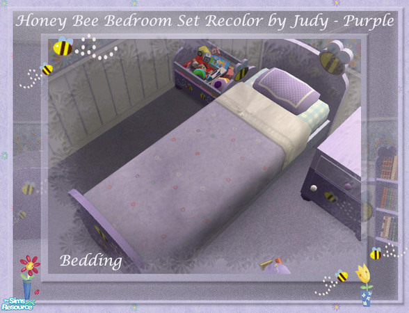 Sims 2 — Judy Honey Bee Room - Bedding Purple by judyhugsnoopy — Recolor of Maxis Bedding. Hope you like it :D