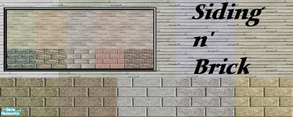 Sims 2 — Siding n' Brick by Lorah — Siding n' Brick comes in weathered green, blue, browns, pink, grey, white and gold.