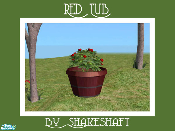 Sims 2 — Red Tub by Shakeshaft — Part of a set of garden tubs filled with roses to decorate your patios and gardens, set