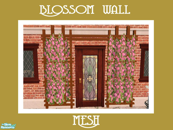 Sims 2 —  Blossom Wall by Shakeshaft — Part of a new mesh set comprising of a Door Trellis and Blossoms to decorate your