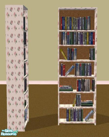 Sims 2 — NK Pink Roses Living Room - Bookcase by MoMama — A Sim's thirst for knowledge is made more enjoyable with some