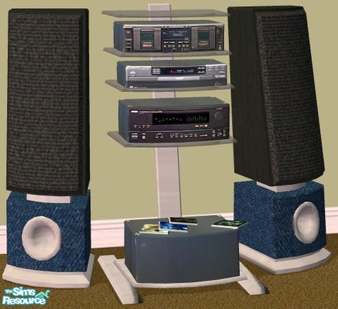 Sims 2 — NK Denim Living Room - Stereo by MoMama — Casual listening is possible with a denim stereo.
