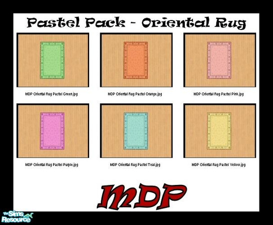 Sims 2 — MDP Pastel Pack Oriental Rugs by MelandStv — There are 6 colourful rugs in this set. These turned out pretty