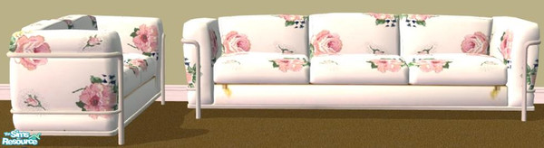 Sims 2 — NK Pink Roses Living Room - Sofa by MoMama — The basis of every living room is the sofa and loveseat. Here we