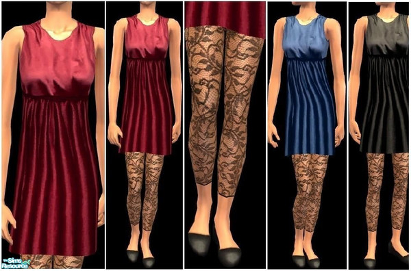 Sims 2 — JPtfformal4 by juttaponath — Silk dress with lace leggins for teens. No mesh or expansion pack required.