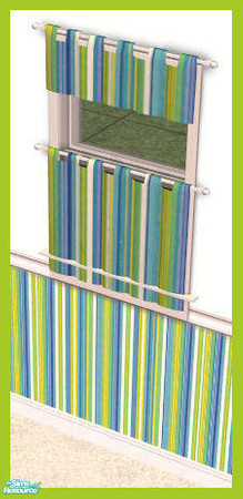 Sims 2 — Green Stripes Curtain by TKayO by TKayO — Pretty green and blue stripes for your Sims windows. Part of the Green