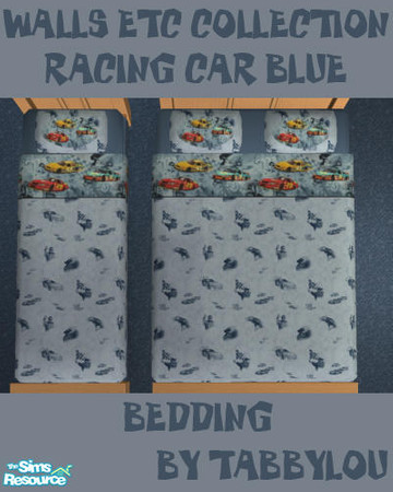 Sims 2 — TL - WallsEtc - Racing Blue - Bedding by TabbyLou — Bedding for Racing Blue in Wall Etc Collections by me.